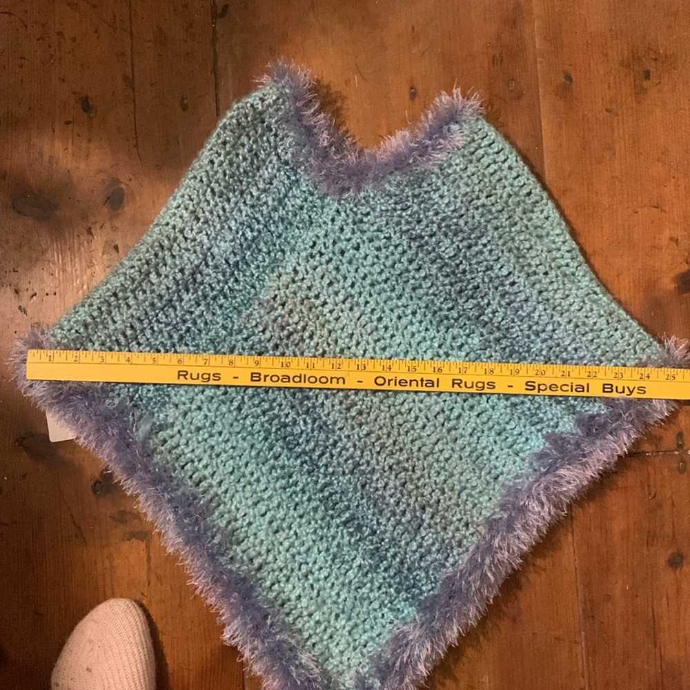 NOT FOR SALE OOAK Poncho with eyelash yarn trim - Picture 7 of 7